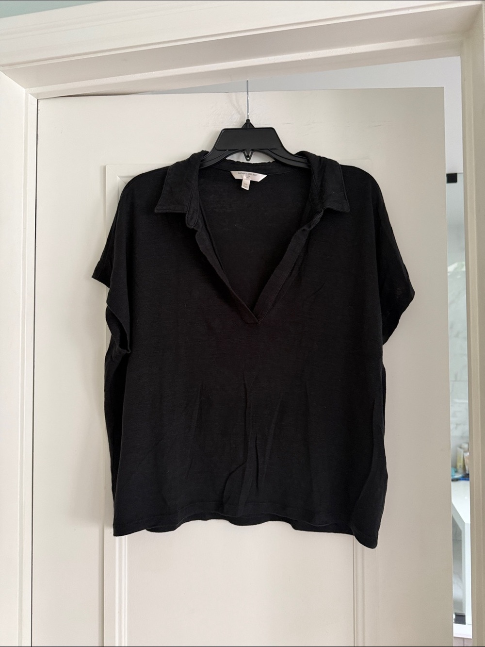 Casual Black Collared Women’s Top